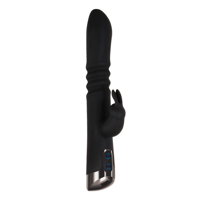 Evolved Rapid Rabbit - Black 25.4 cm USB Rechargeable Thrusting Rabbit Vibrator – Body-Safe Silicone for Enhanced Pleasure