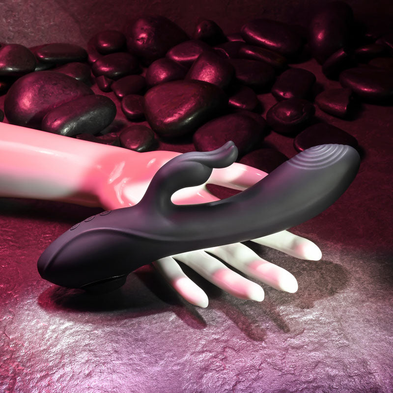 Evolved RABBIT HOLE - Black USB Rechargeable Rabbit Vibrator (21.2 cm, Body-Safe Silicone)