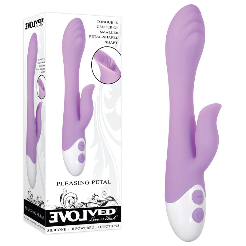 Evolved PLEASING PETAL - Lilac USB Rechargeable Rabbit Vibrator (19.7 cm, Body-Safe Silicone)