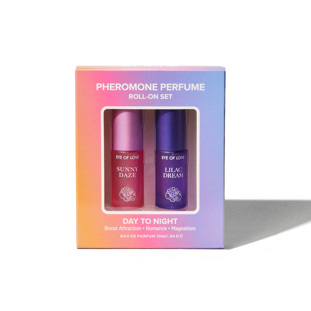 Eye Of Love Love In Bloom Pheromone Perfume Roll-On Set - Day to Night (Sunny Daze & Lilac Dream) - Unisex Pheromone Oils for Attraction - 10 ml Roll-On Bottles