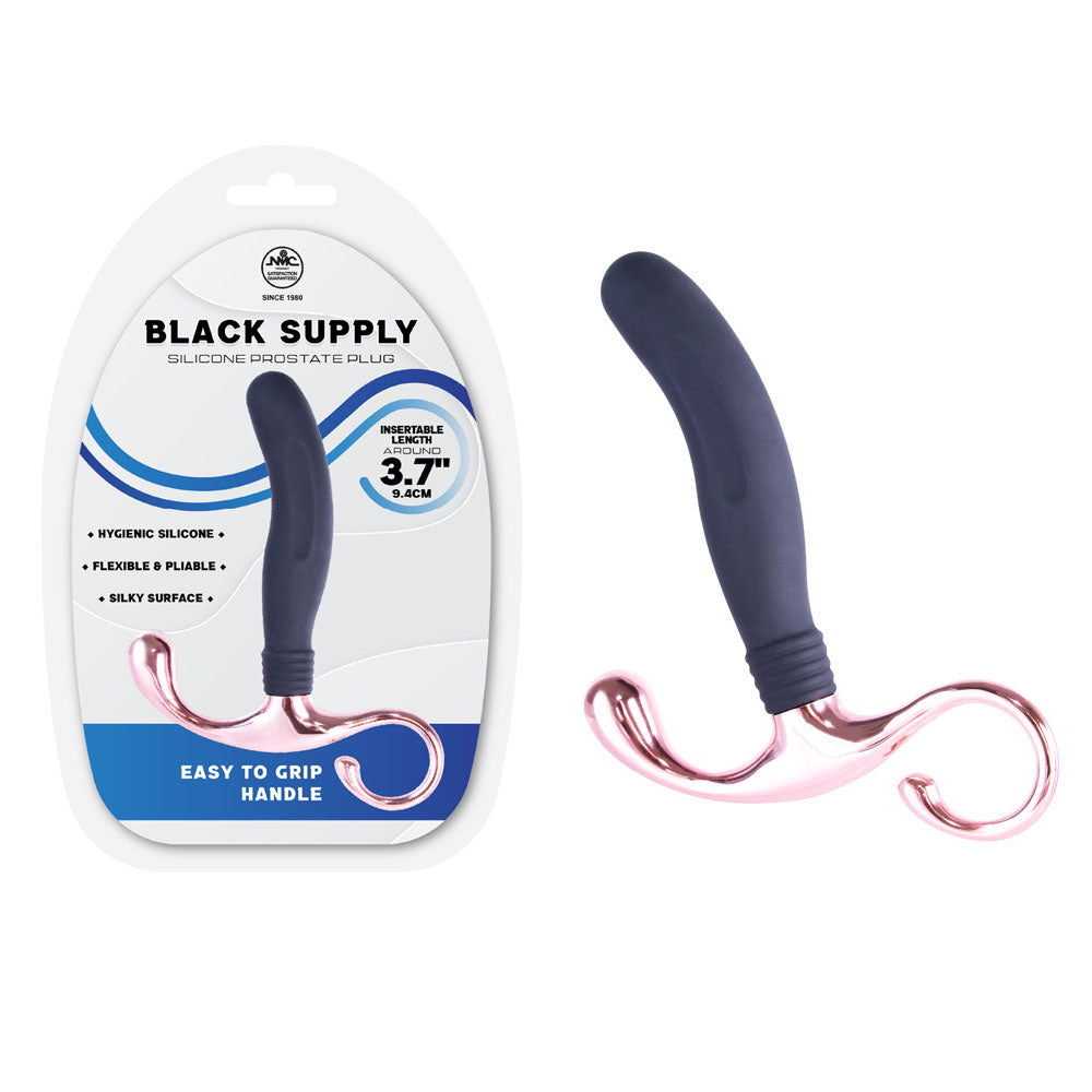 Black Silicone Prostate Plug - 9.4 cm for Intense Pleasure