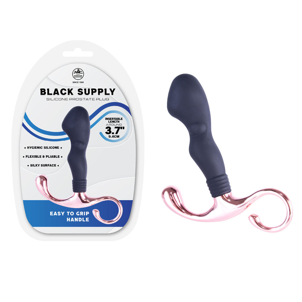 Black Silicone Prostate Plug for Men - 9.4 cm Anal Toy