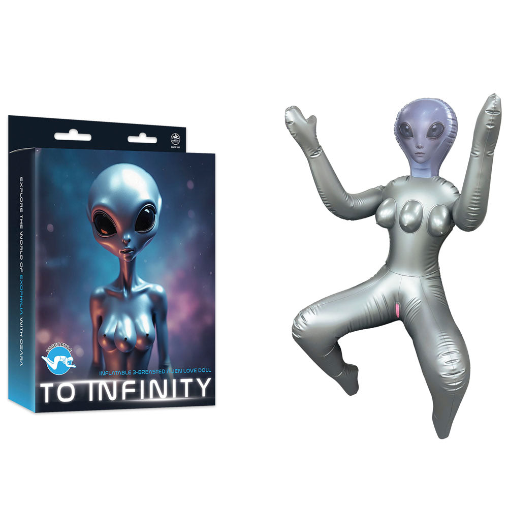 To Infinity - Body-Safe Inflatable Alien Love Doll (Silver, Gender-Neutral, Eco-Friendly)