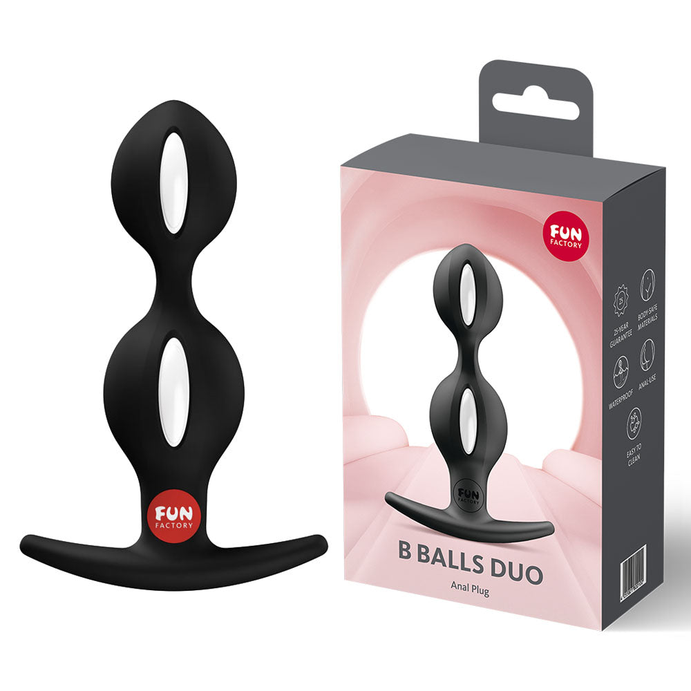 Fun Factory B BALLS DUO Weighted Kegel Balls – Black (13 cm, Body-Safe Silicone, Strengthening & Wellness)