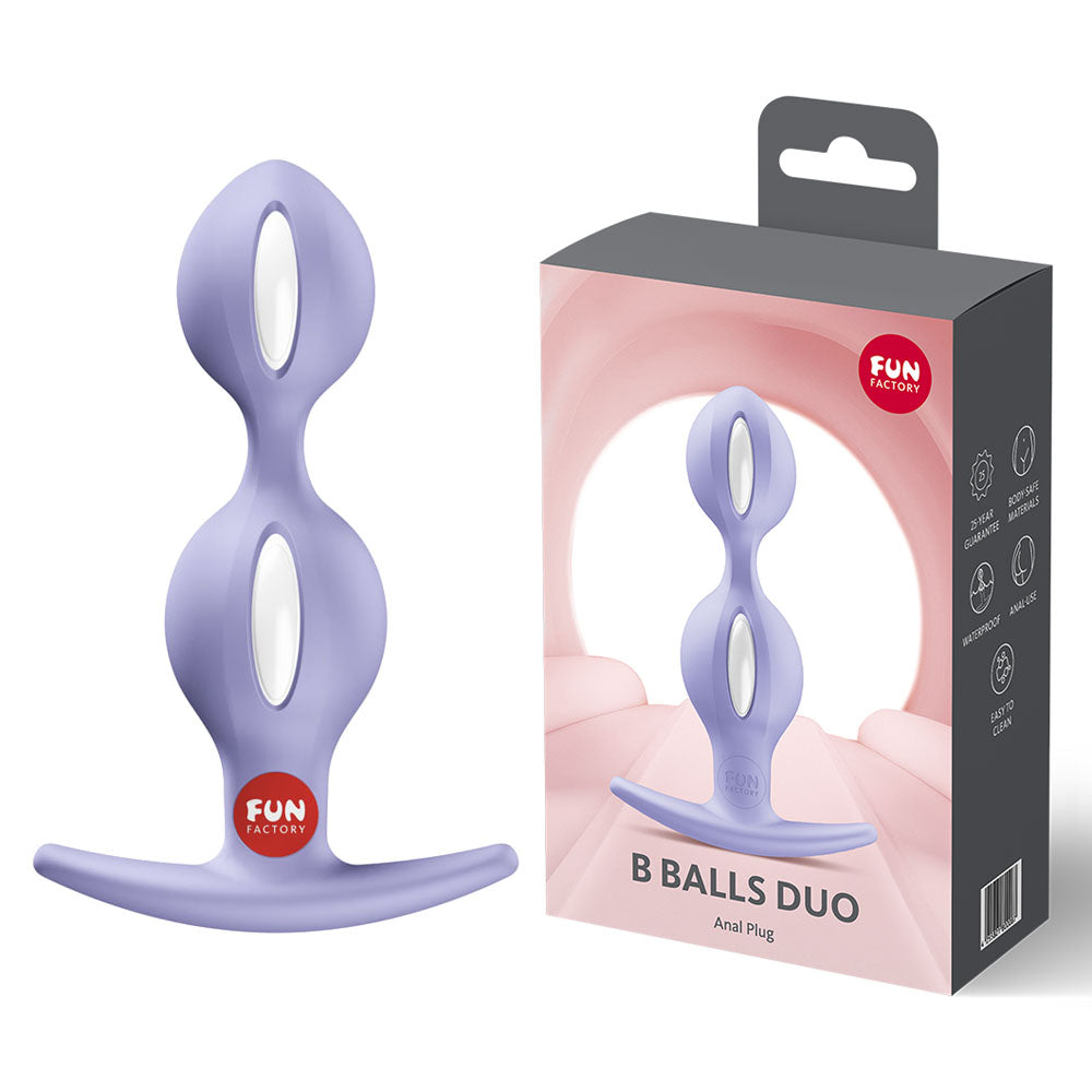Fun Factory B BALLS DUO Weighted Kegel Balls – Purple (13 cm, Body-Safe Silicone for Enhanced Wellness)