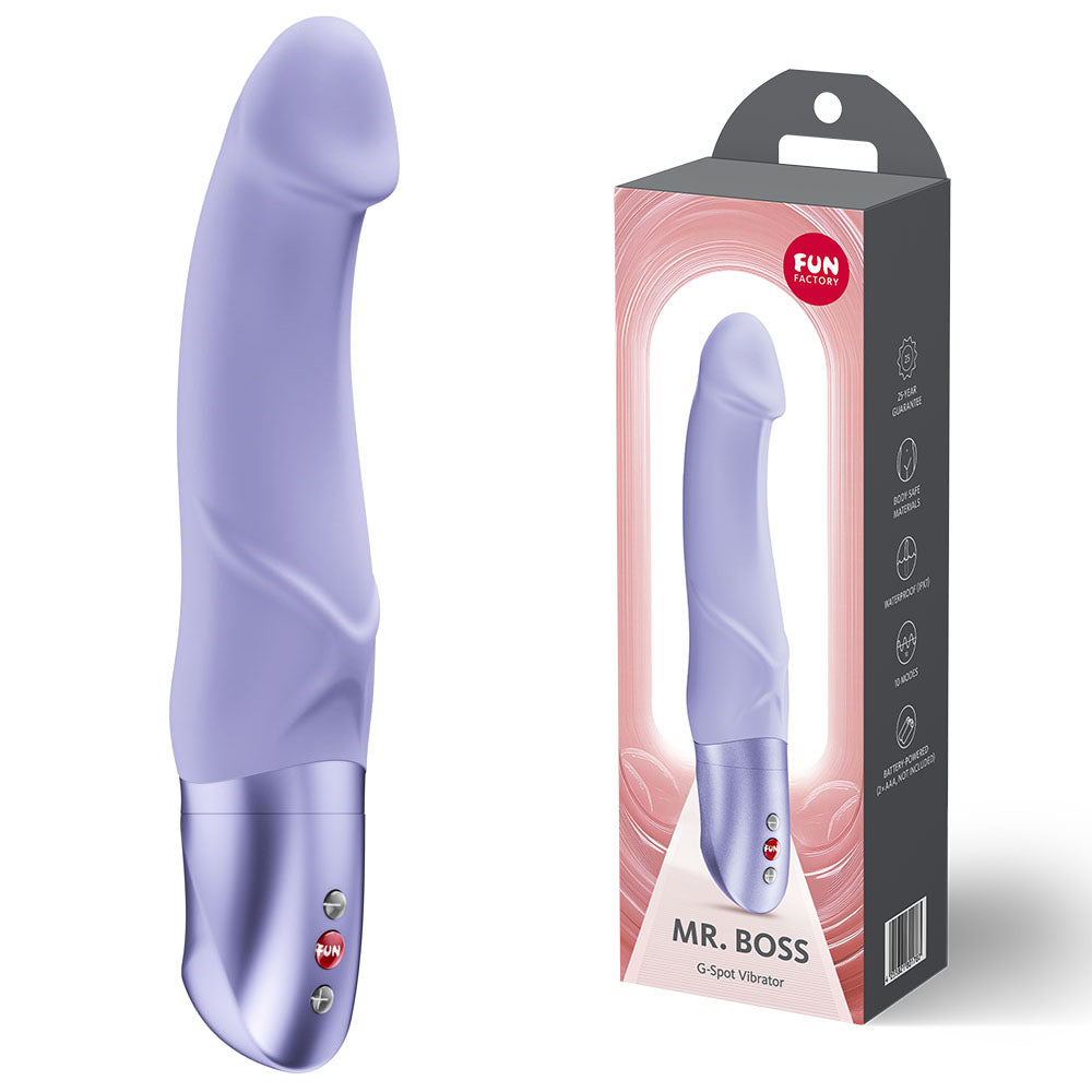 Fun Factory MR. BOSS - Body-Safe Silicone 21 cm Vibrator in Vibrant Purple (USB Rechargeable, G-Spot Stimulation)