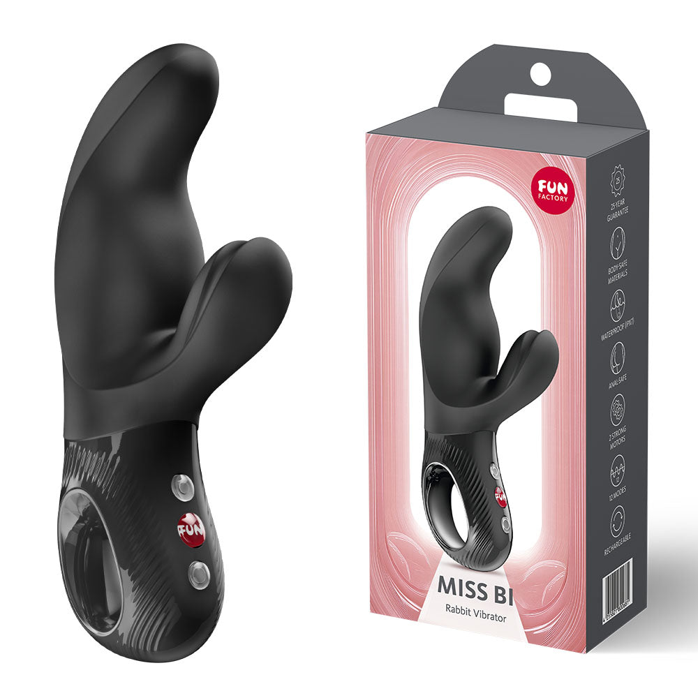 Fun Factory MISS BI USB-C Rechargeable Vibrator - Black (17 cm, Body-Safe Silicone, G-Spot Stimulation)
