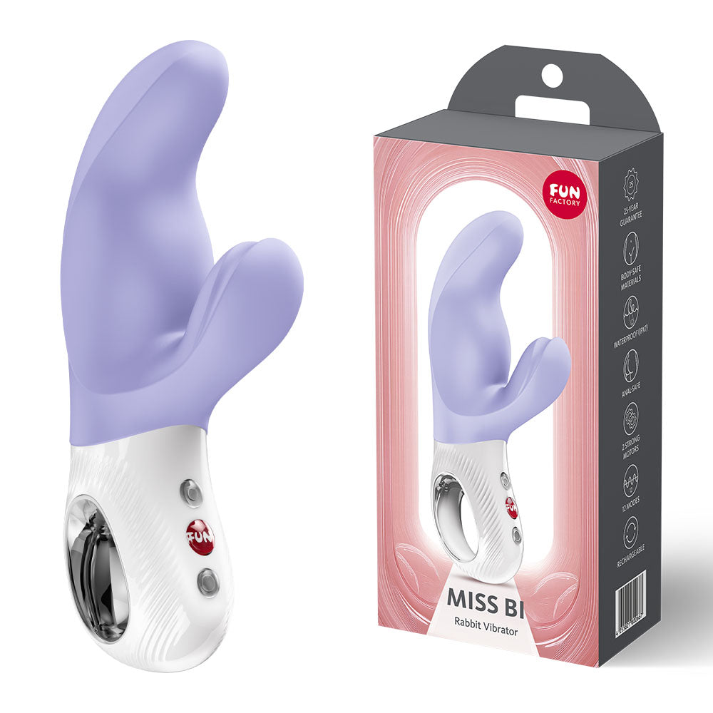 Fun Factory MISS BI Vibrator - USB-C Rechargeable, 17 cm, Body-Safe Silicone, Gender-Neutral Wellness Toy - Purple
