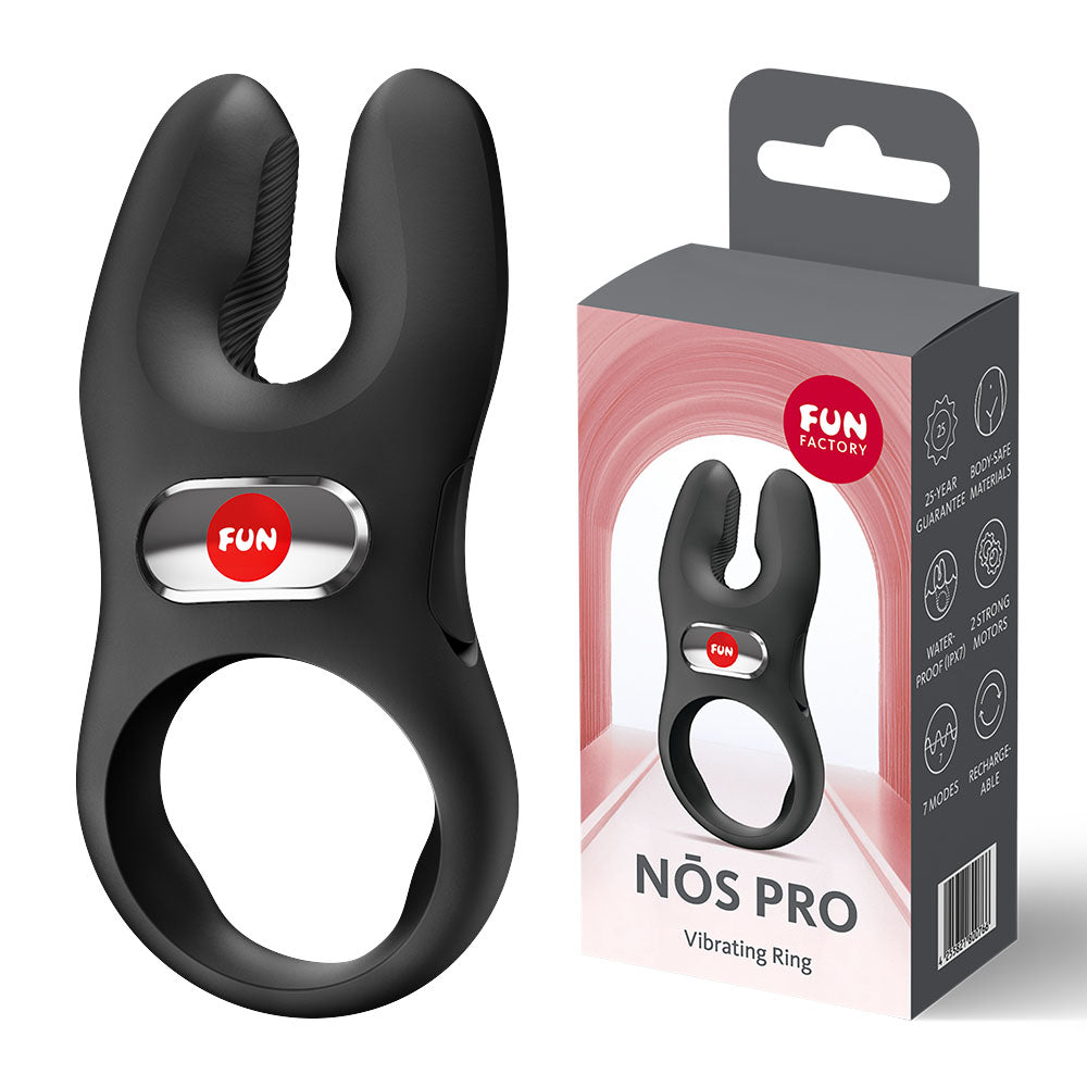 Fun Factory Vibrating Cock Ring – Rechargeable, Body-Safe Silicone – Black