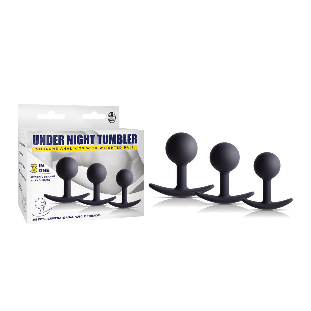 Under Night Body-Safe Weighted Butt Plug Set – 3 Sizes in Sleek Black (Perfect for Couples, USB Rechargeable)