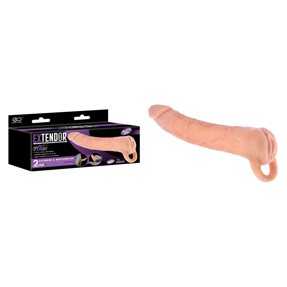 Extendor Sleeve – 2-in-1 Penis Extender & Masturbator – Flesh – 22.9 cm