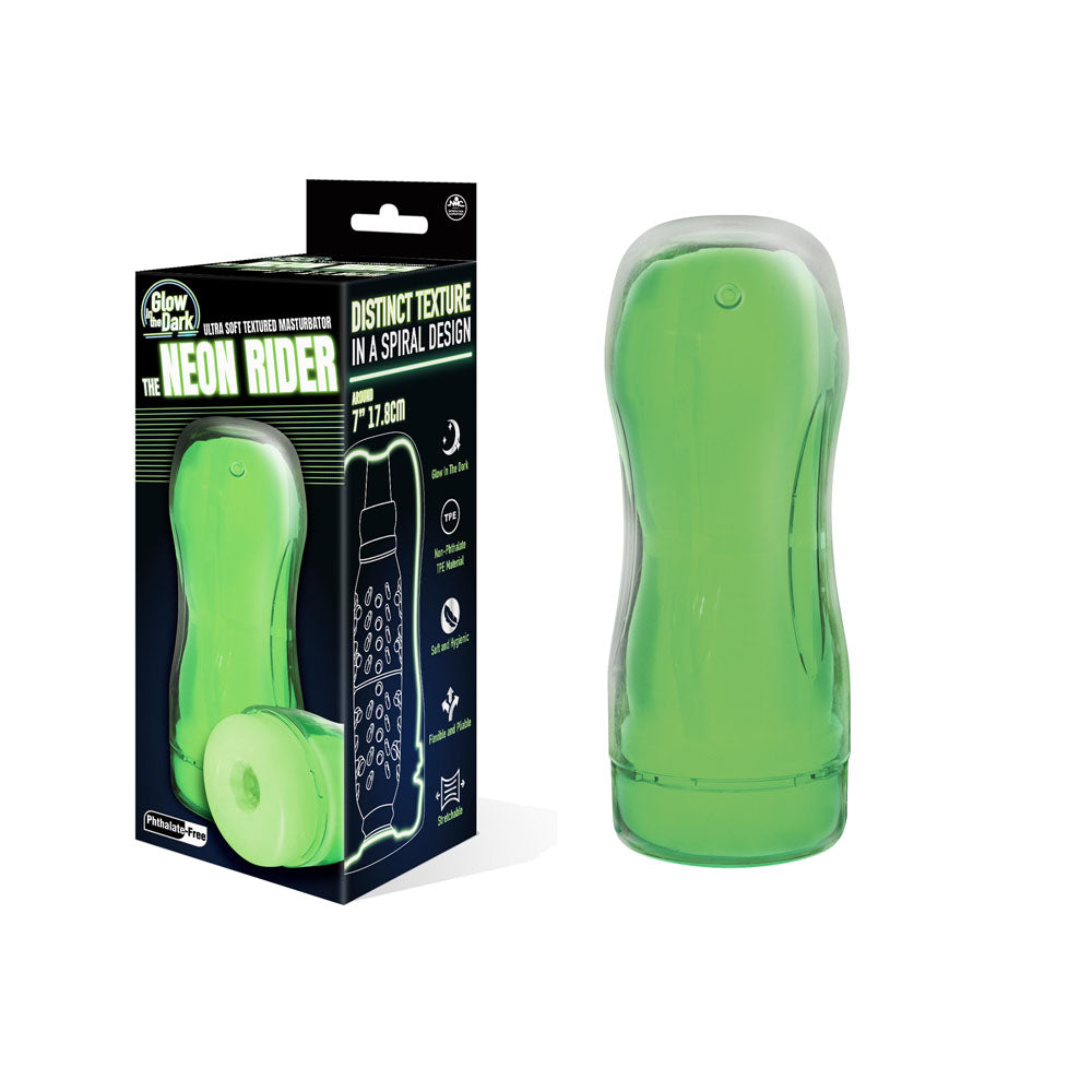 Neon Rider - Glow in the Dark 17.8 cm Body-Safe Stroker for Enhanced Pleasure