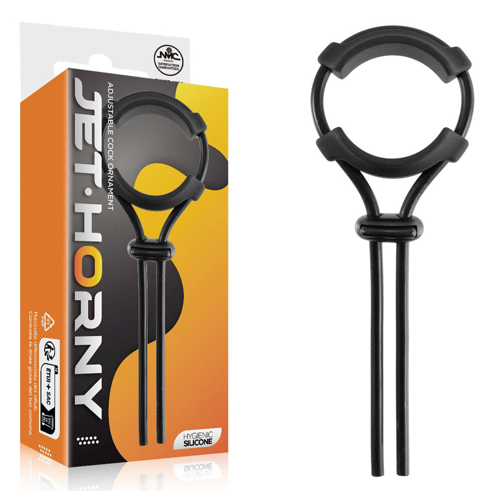 Jet Horny - Adjustable Black Cock Ring for Enhanced Pleasure (Body-Safe Material, Unisex Design)