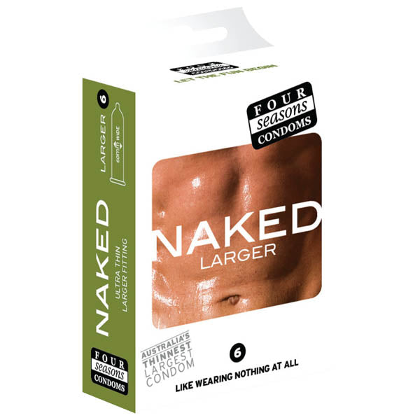Four Seasons Naked Larger Fitting Condoms - 6 Pack for Comfort and Protection