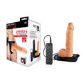 Vibrating Hollow Strap-On Erection Assistant - Flesh, 24 cm (Body-Safe, USB Rechargeable)