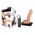 Vibrating Hollow Strap-On Erection Assistant – Flesh Tone (21.5 cm, Body-Safe, USB Rechargeable)
