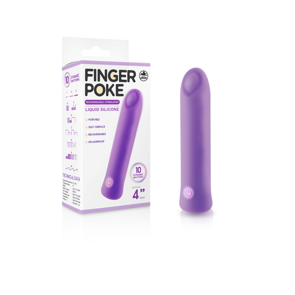 Finger Poke Body-Safe Silicone Bullet Vibrator – Purple (USB Rechargeable, 10 cm)