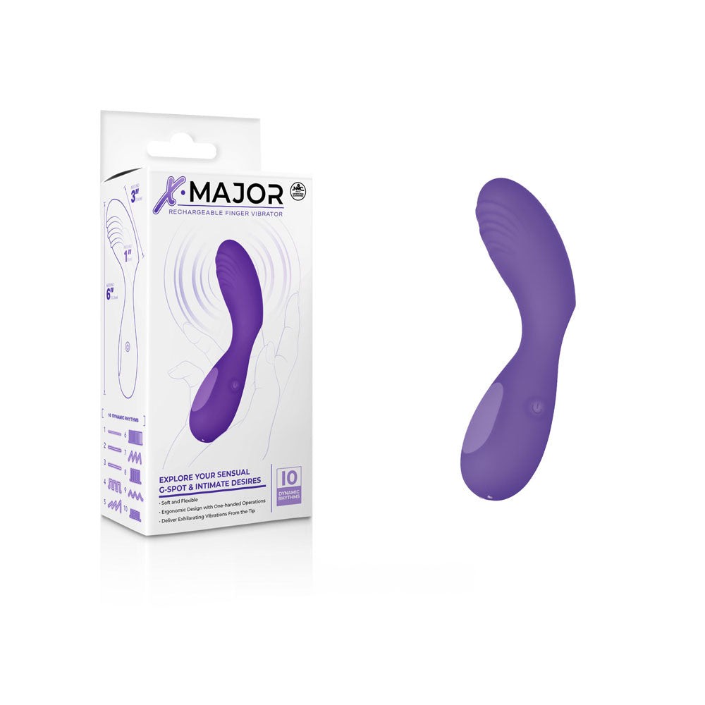 X Major Finger Vibe - USB Rechargeable Purple Finger Stimulator for Intense Pleasure