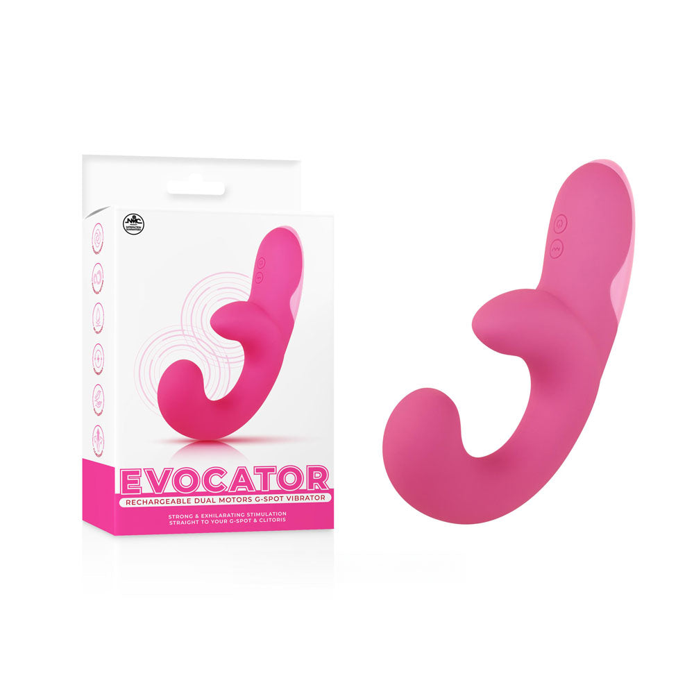 Evocator - Gender-Neutral Pink Dual Motor G-Spot Vibrator (USB Rechargeable, 20 cm)