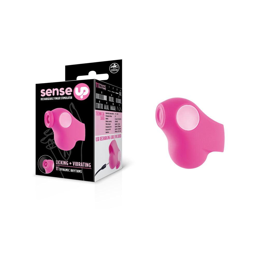Sense Up - Body-Safe Pink USB Rechargeable Finger Stimulator for Enhanced Wellness