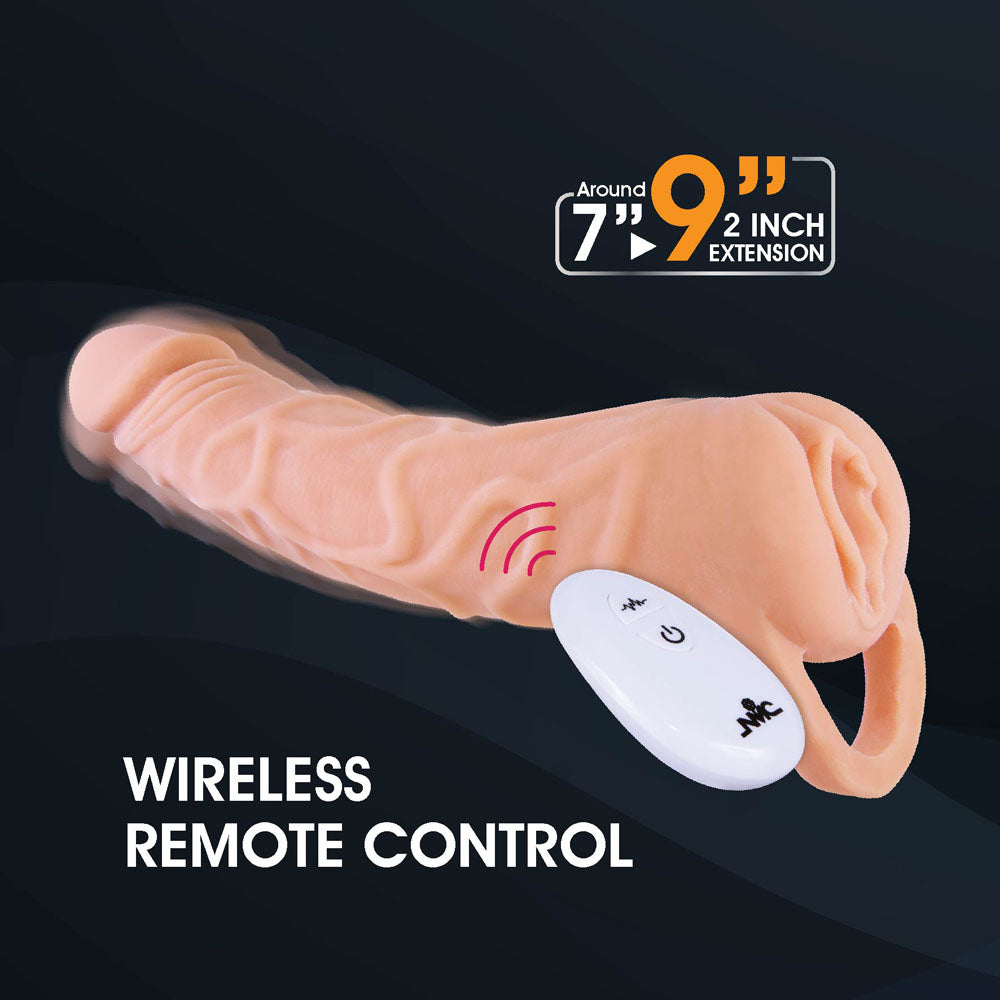 Extendor+ Masturbator – Vibrating, Body-Safe Silicone – Flesh – 2 Inch