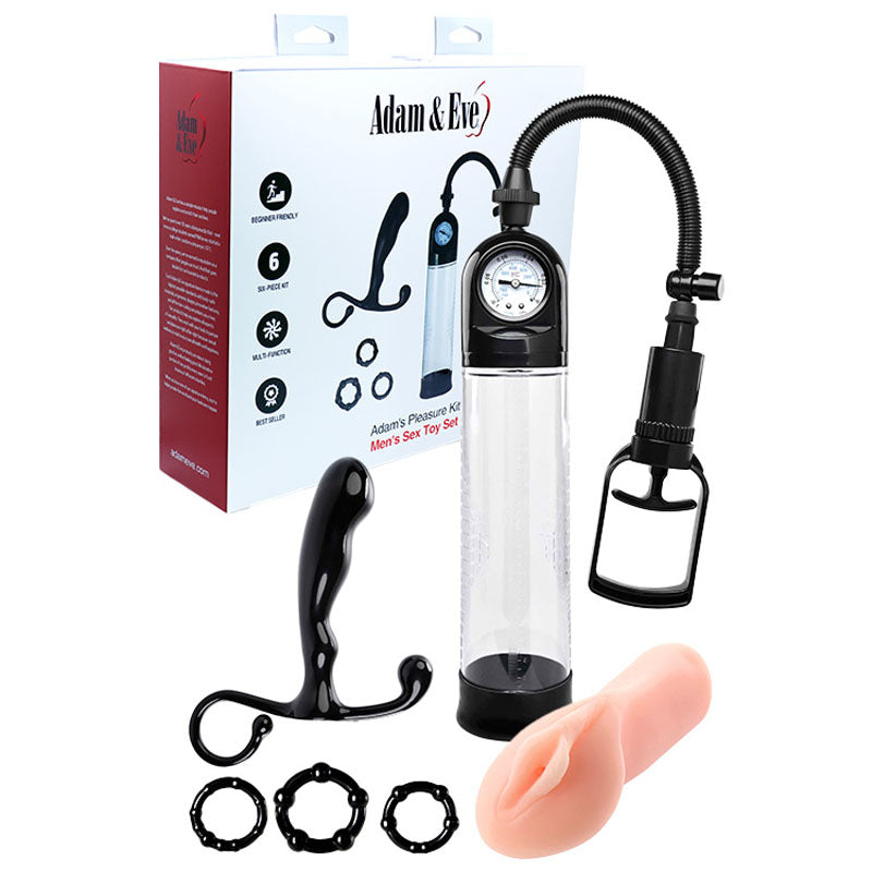 Adam & Eve Ultimate Pleasure Kit for Men - 6-Piece Set (Wellness & Self-Care Essentials)