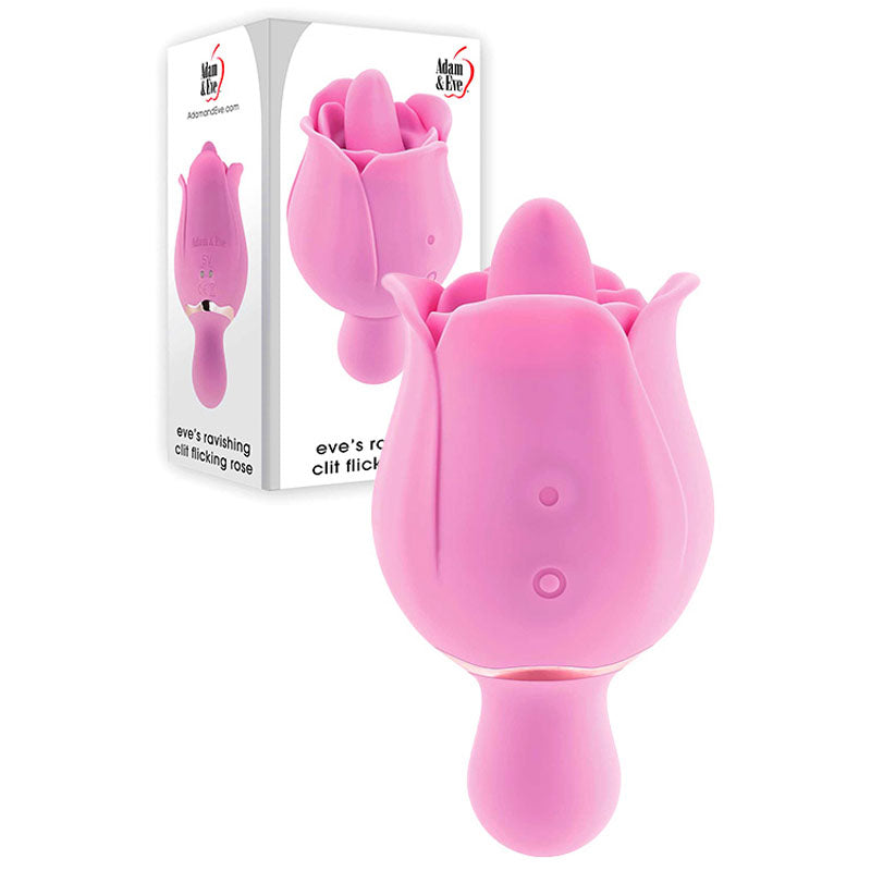 EVE'S PLEASING CLIT STIMULATOR - Pink USB Rechargeable Rose Flicker for Body-Safe Wellness