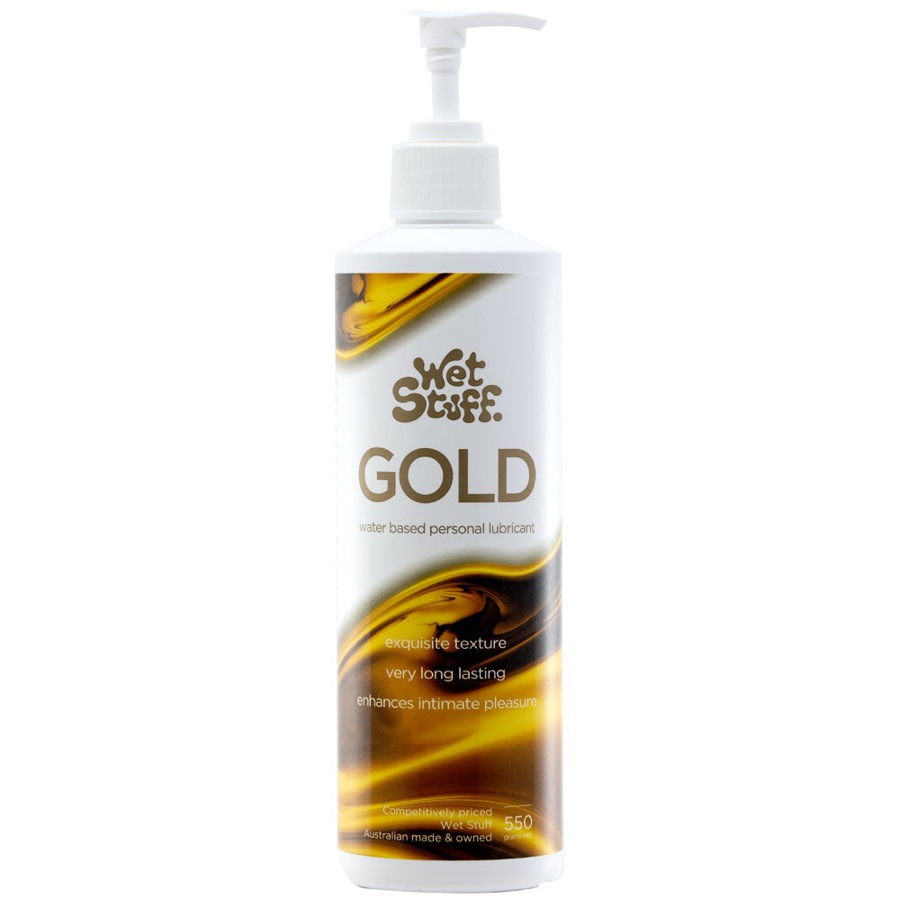 Wet Stuff Gold Water-Based Lubricant - 550g Pump Bottle for Enhanced Comfort and Pleasure