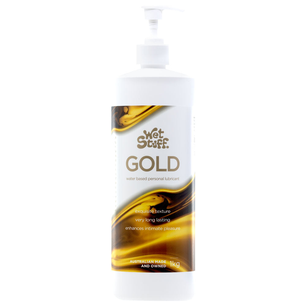 Wet Stuff Gold Water-Based Lubricant - 1kg Pump Bottle for Enhanced Comfort and Pleasure