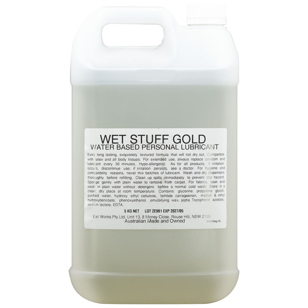 Wet Stuff Gold Premium Personal Lubricant - 5kg Bottle (Body-Safe, Long-Lasting, Water-Based)
