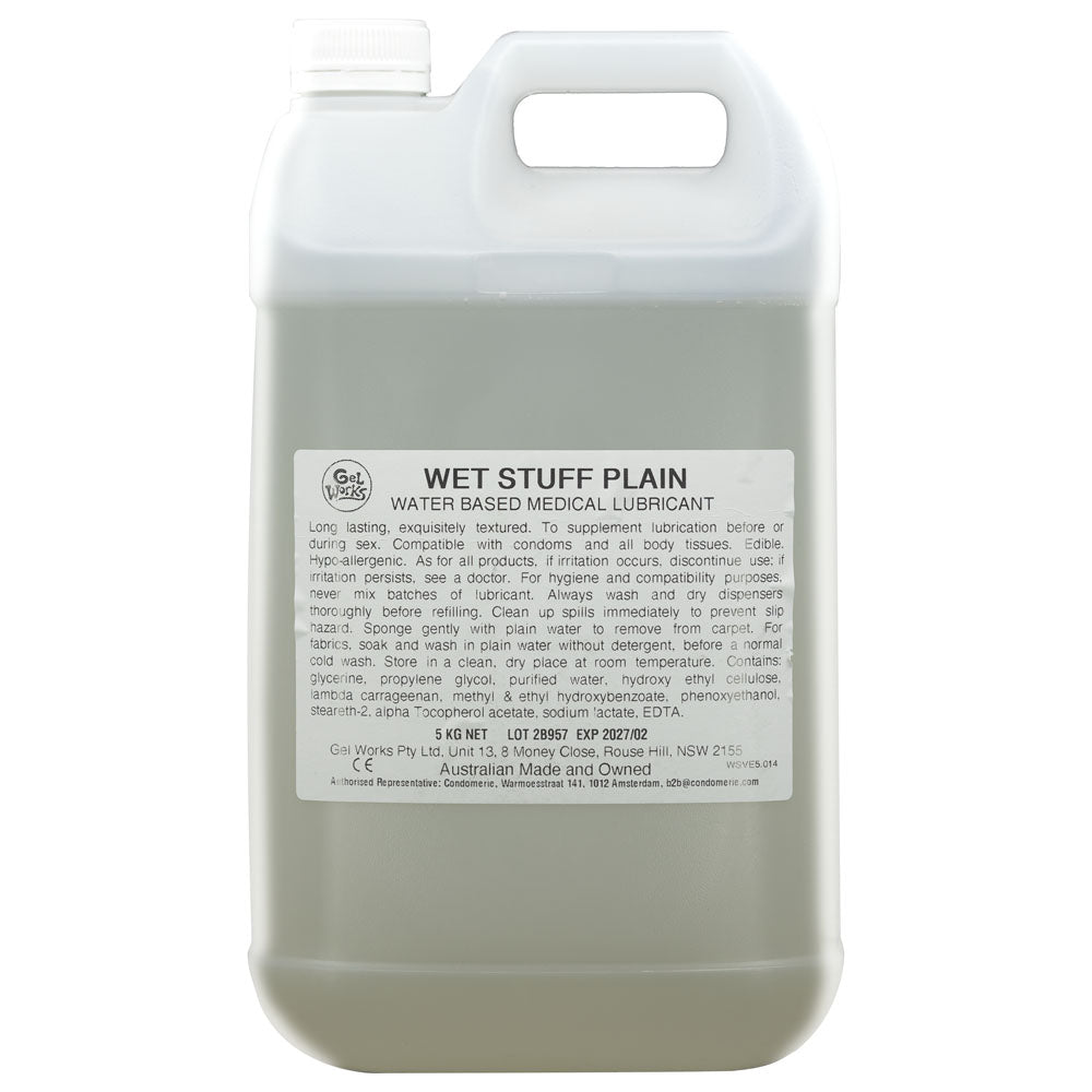 Wet Stuff Plain Water-Based Lubricant with Vitamin E – 5kg Bottle for Enhanced Comfort and Wellness