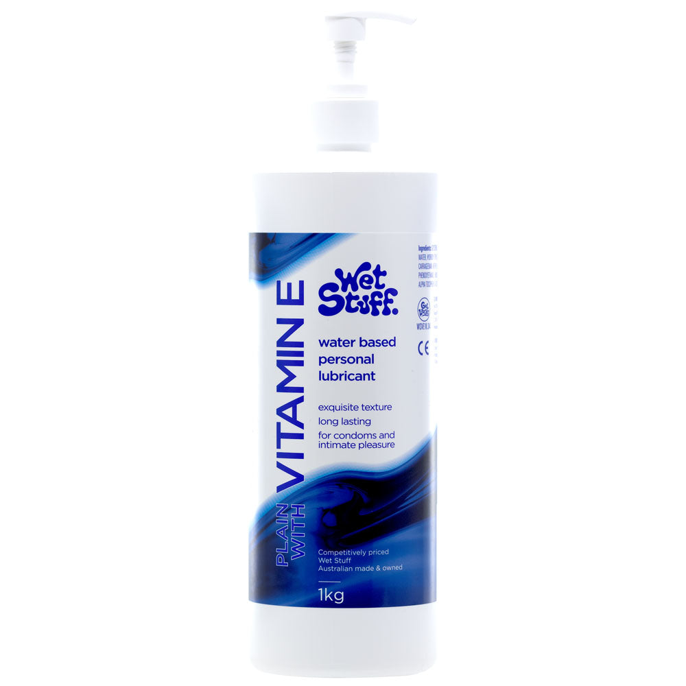 Wet Stuff Plain Water-Based Lubricant with Vitamin E - 1kg Pump Bottle for Enhanced Comfort and Pleasure