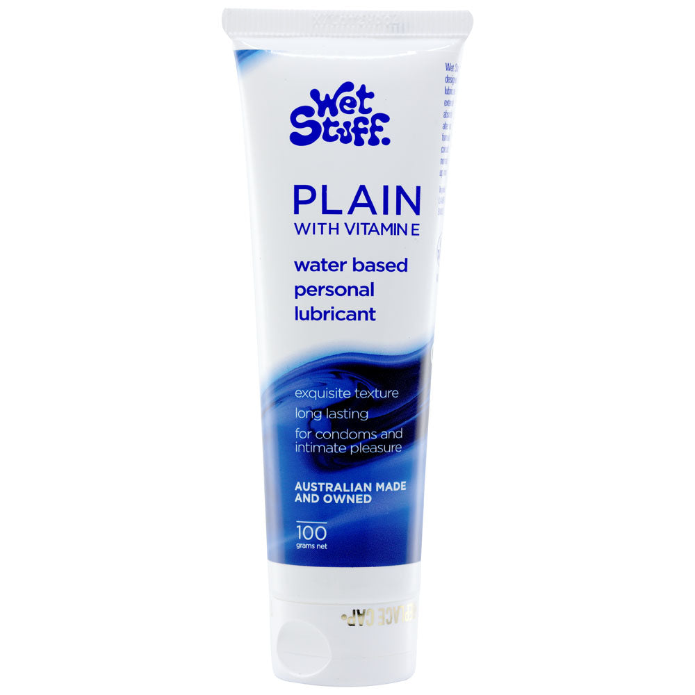 Wet Stuff Plain Water-Based Lubricant with Vitamin E - 100g Tube for Enhanced Comfort and Wellness