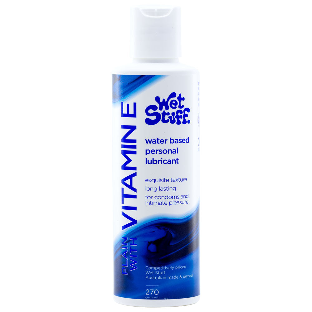 Wet Stuff Plain Water-Based Lubricant with Vitamin E – 270g Bottle (Body-Safe, Gentle Formula)