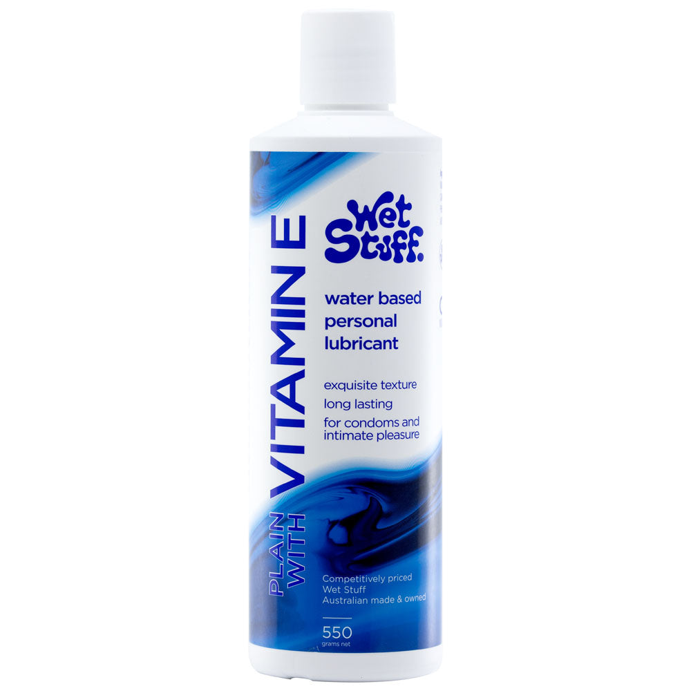 Wet Stuff Plain Water-Based Lubricant with Vitamin E – 550g Bottle for Enhanced Comfort and Pleasure