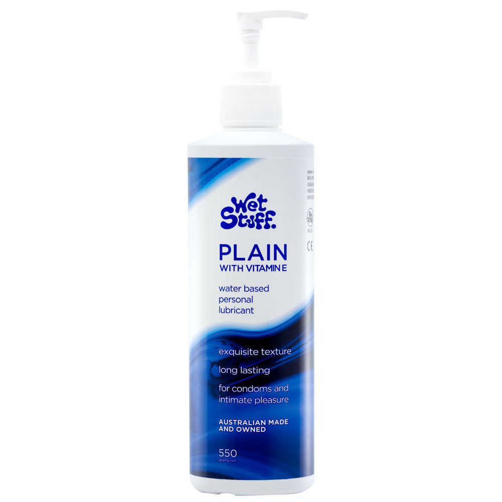 Wet Stuff Plain Water-Based Lubricant with Vitamin E – 550g Pump Bottle for Enhanced Comfort and Wellness