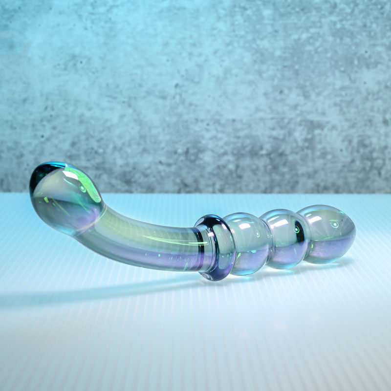 Gender X Glass Toys – Double-Ended Massager – Blue/Violet Glass – 18.5 cm