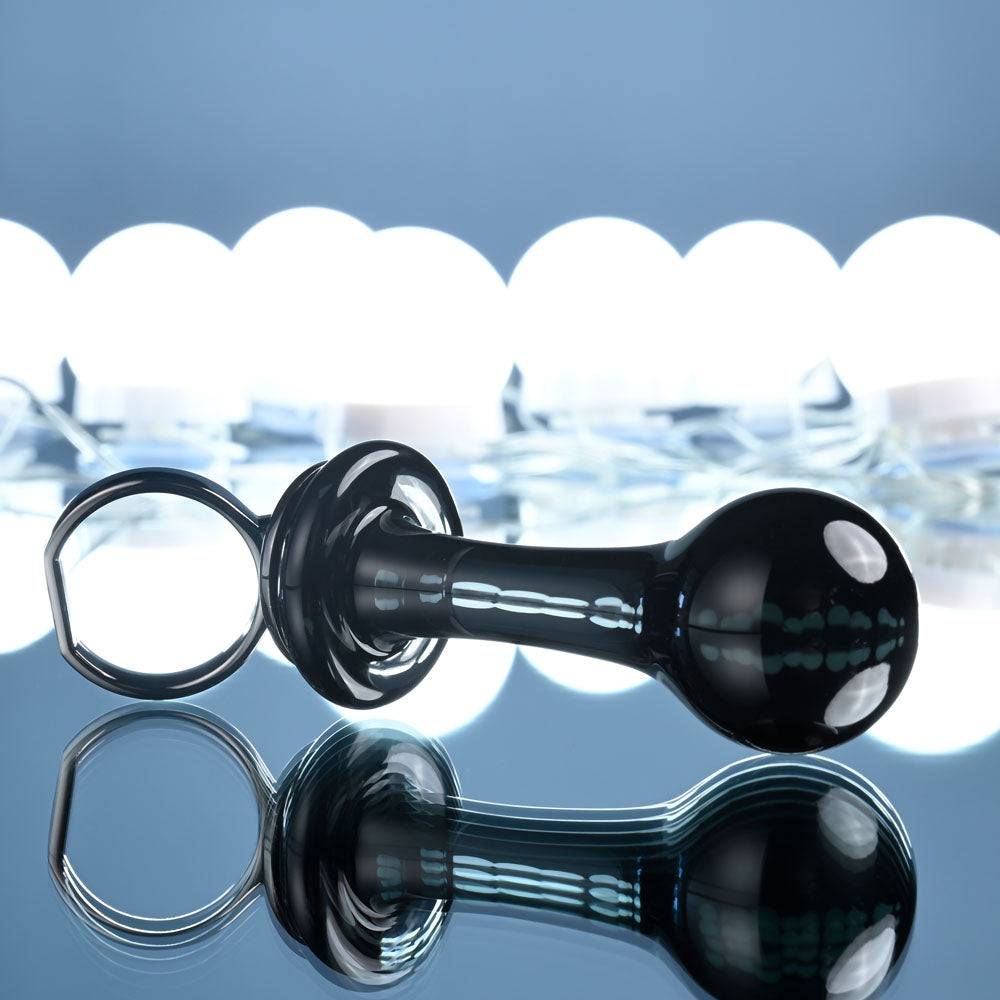 Gender X BLOW POP - Black 12.8 cm Body-Safe Glass Plug with Easy Grip Ring