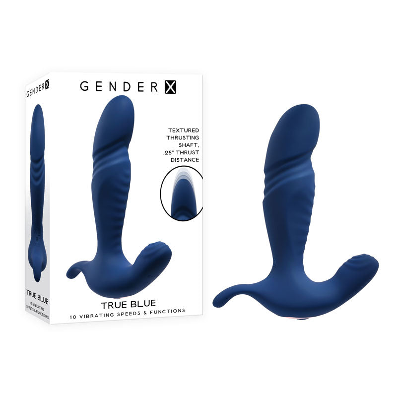 Gender X TRUE BLUE - 13.5 cm USB Rechargeable Thrusting Prostate Massager for Wellness and Pleasure