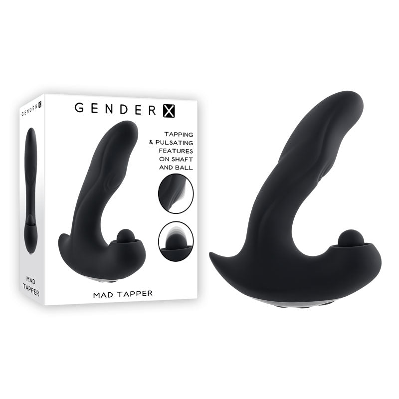 Gender X MAD TAPPER - Black USB Rechargeable Double Tapping Vibrating Massager for Enhanced Wellness and Relaxation