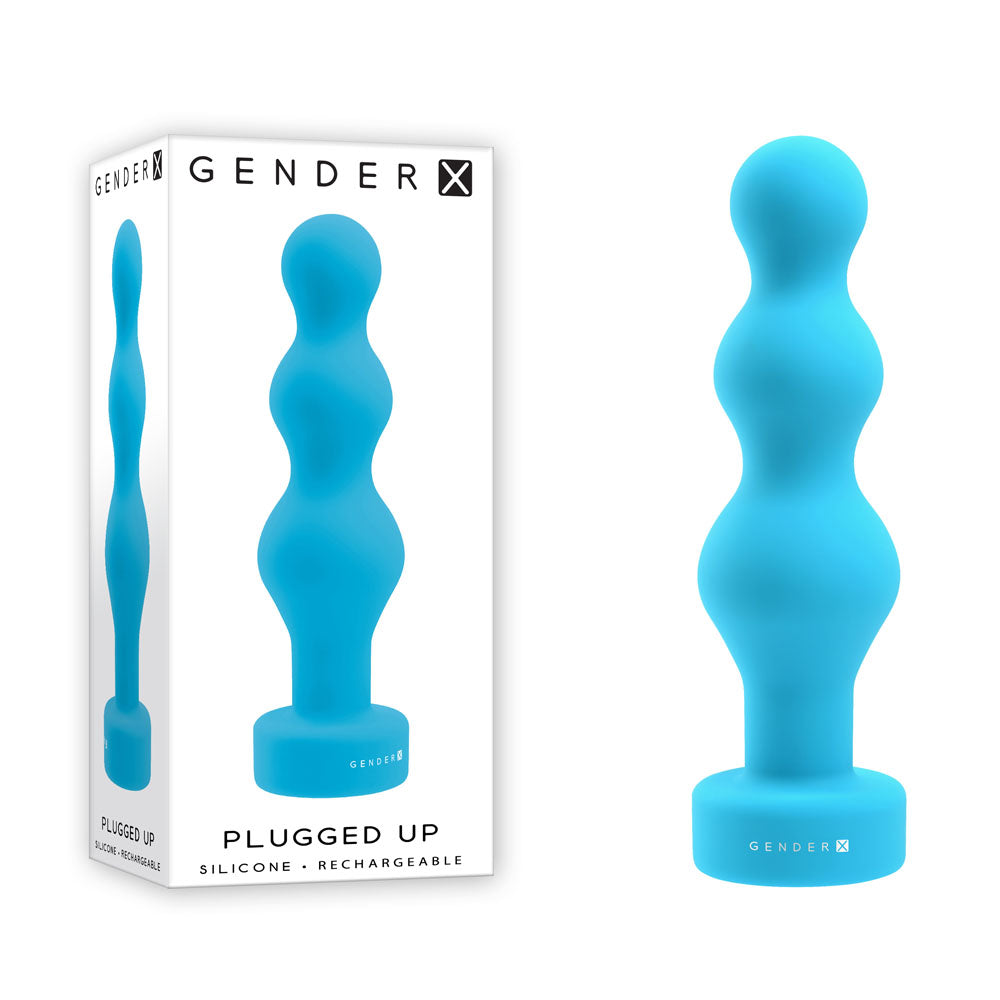 Gender X PLUGGED UP - Blue USB Rechargeable Butt Plug (13.6 cm, Body-Safe Silicone)