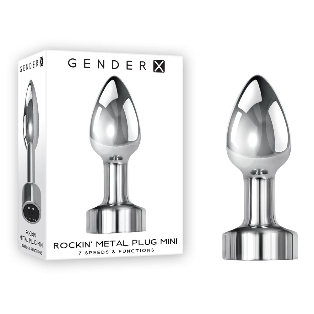 Gender X ROCKIN METAL PLUG MINI - Chrome 7.8 cm USB Rechargeable Vibrating Mini Butt Plug for Enhanced Wellness and Pleasure