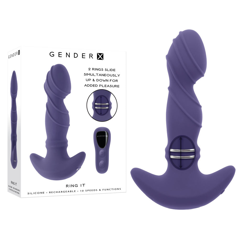 Gender X RING IT - Purple 16.5 cm USB Rechargeable Vibrator with Wireless Remote Control for Enhanced Pleasure