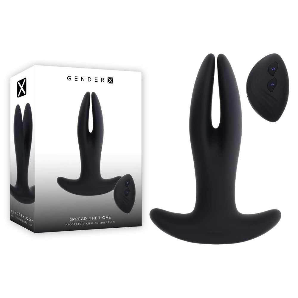 Gender X SPREAD THE LOVE - Black USB Rechargeable Stretching Anal Plug with Wireless Remote Control