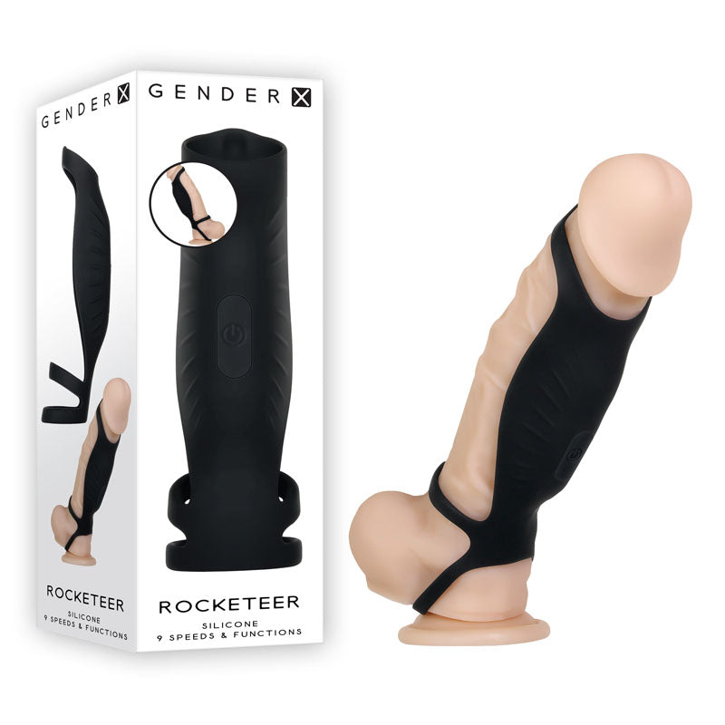 Gender X ROCKETEER - Black USB Rechargeable Vibrating Sleeve for Enhanced Pleasure