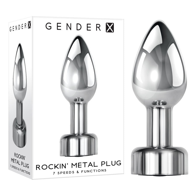 Gender X ROCKIN' METAL PLUG - 9.3 cm Body-Safe Metallic USB Rechargeable Butt Plug for Wellness and Pleasure