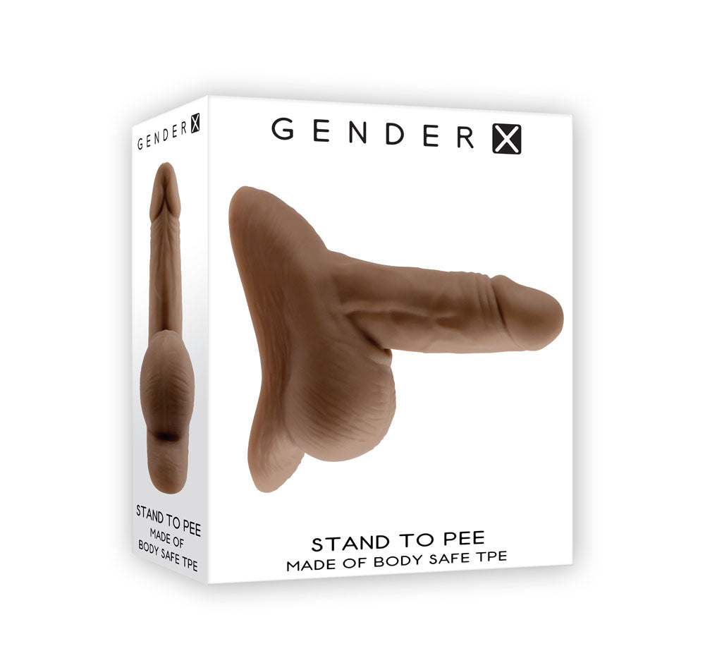 Gender-Neutral Realistic Stand-to-Pee Funnel - Dark Brown, Body-Safe Design for Comfort and Convenience