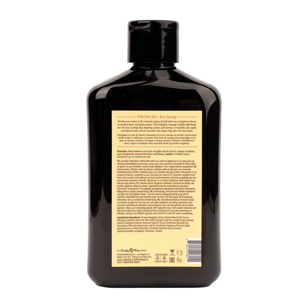 Hemp Seed Massage Oil - Wild Pink Rose Scent - 250 ml - Nourishing Body Oil for Relaxation and Wellness