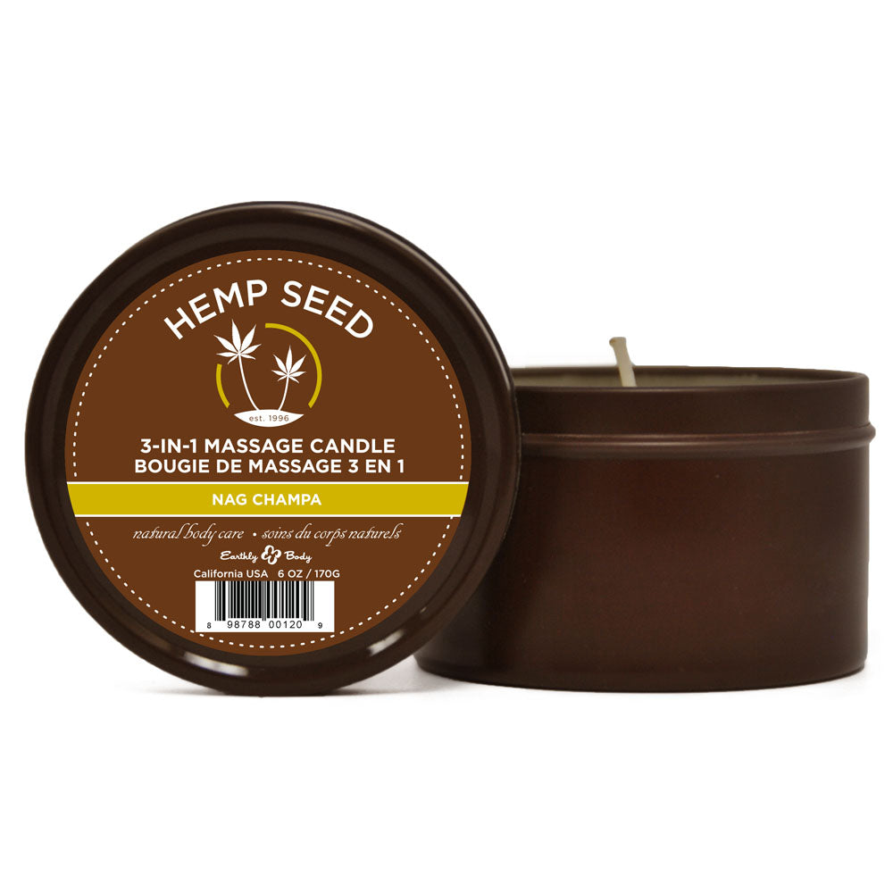 Hemp Seed Candle – 3-In-1 Massage – Nag Champa Scent – 170 g