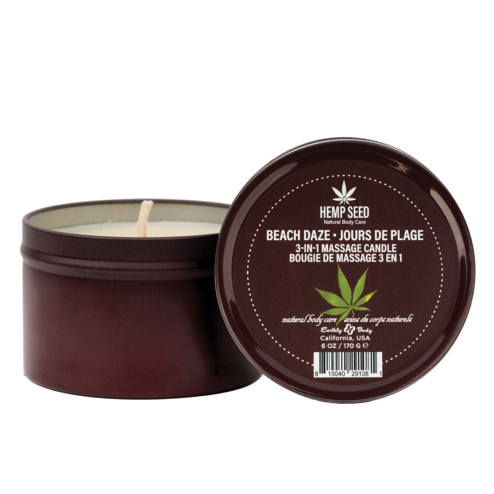 Hemp Seed 3-in-1 Massage Candle - Beach Daze Scent (Coconut & Pineapple) - 170g Body-Safe Wellness Candle